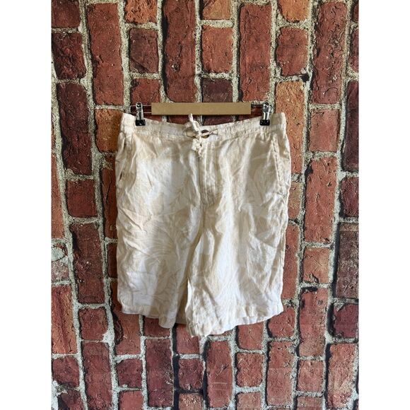Linen Club Room Mens White Floral Pattern Shorts w/ Drawstring Size Medium - Picture 1 of 3